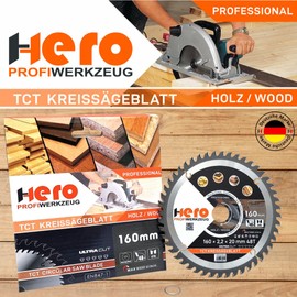 HERO Circular Saw Blade 160 x 20/16 mm 48 Teeth Carbide Saw Blade TCT Replacement Saw Blade for Woodworking Soft & Hardwood, Non-Ferrous Metals Universal Hand Saw, Mitre Saw, Table Saw, Chop Saw