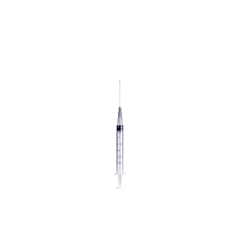 DL Caja De 100 Jeringas 3 mL Con Aguja 22