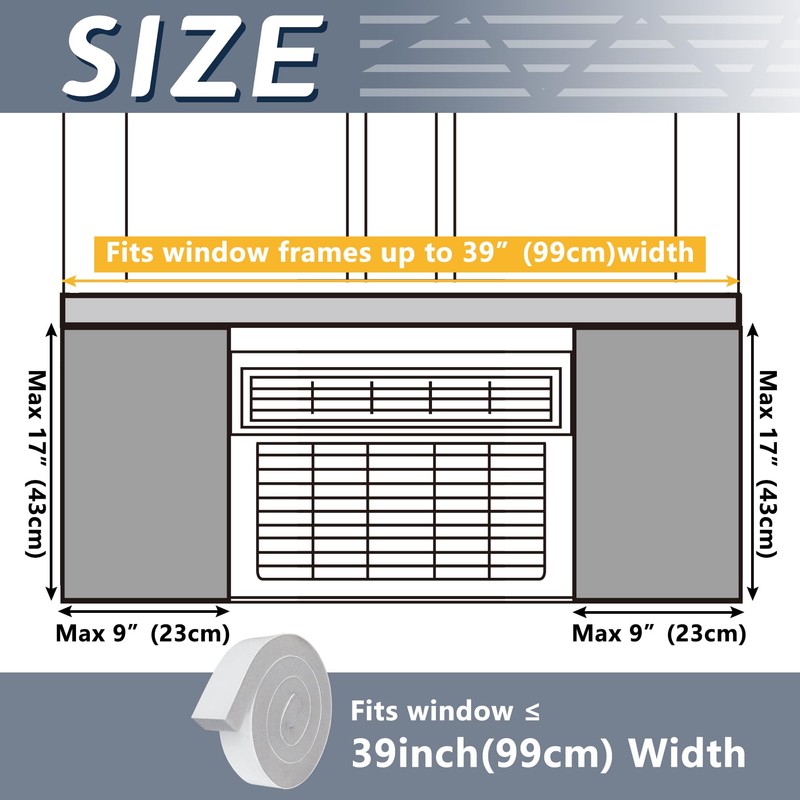 Flamorrow Window Air Conditioner Side Foam Panels, Indoor Window Air