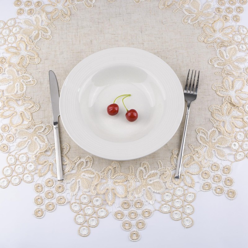 URROMA Polyester Round Doily, Grape Lace Polyester Round Tablecloth Cover