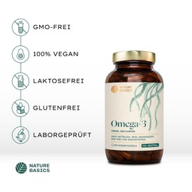 Vegan Omega 3 from Algae Oil, 120 High Dose Capsules for 4 Months, One Capsule Daily, Laboratory Tested for Purity