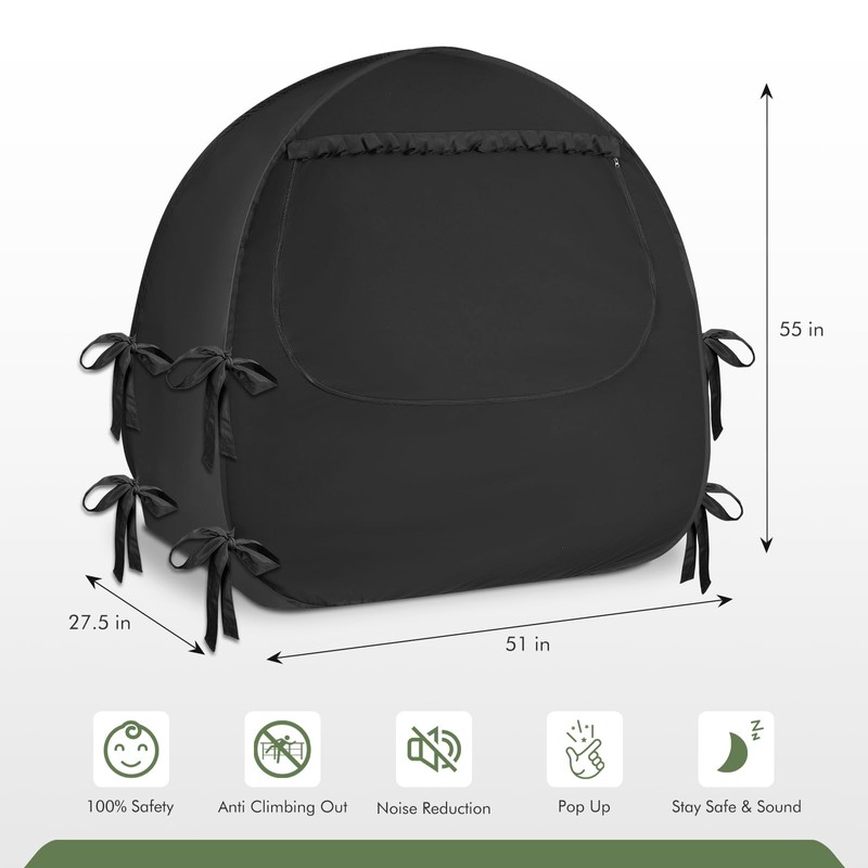 Crib Blackout Tent for Pack N Play, Pop Up Travel