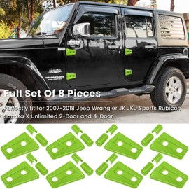 E-cowlboy Door Hinge Cover Trim Exterior Accessories for Jeep Wrangler JK JKU Sport Rubicon Sahara X Unlimited 2-Door & 4-Door 2007-2018 (Green 8PCS)
