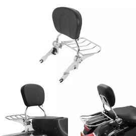 TCMT Chrome Detachable Backrest Sissy Bar Luggage Rack Fit For Harley Road King 09-24