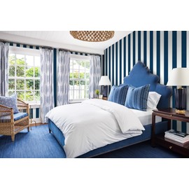 Guvana 17.7"x197" Navy Blue Wallpaper Striped Peel and Stick Wallpaper Blue and White Contact Paper Modern Self-Adhesive Removable Wall Paper for Bedroom Livingroom Decor