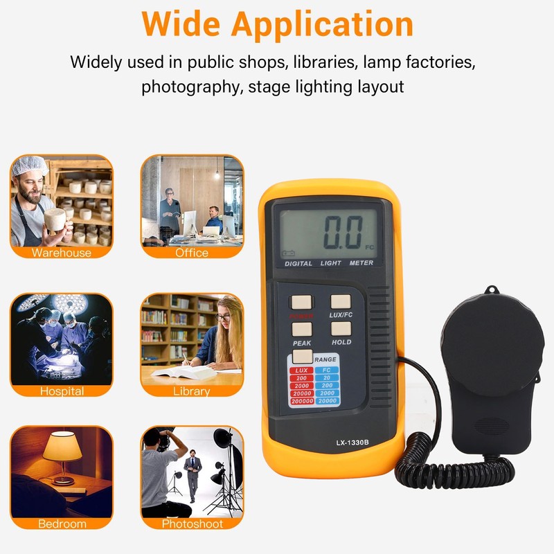 Digital Illuminance Light Meter LCD Display 0.1‑200000LX Illuminometer with Storage