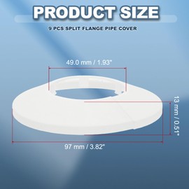 PATIKIL 49mm Plumbing Cover Plates, 9 PCS Wall Split Flange Pipe Cover Decoration Escutcheon Plate Collar Flange Water Pipe Cover Decoration PP Plastic for Wall Pipe Tube Hole, White