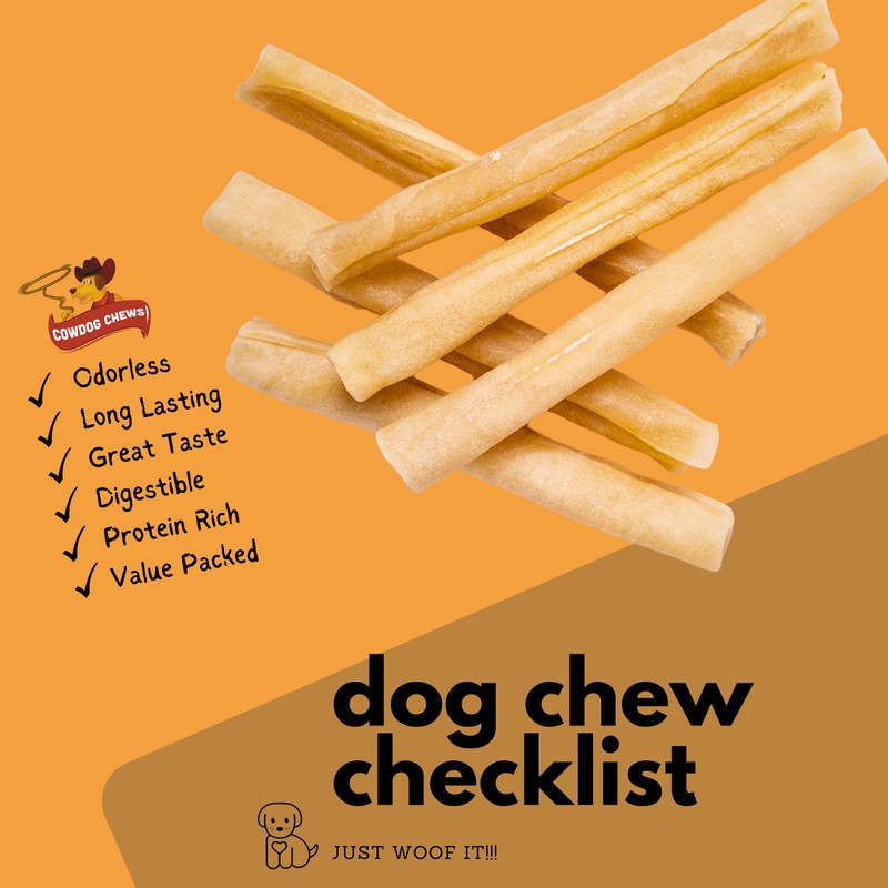 Cowdog Chews Collagen Sticks 12" (5 Pack) - Odor-Free, All