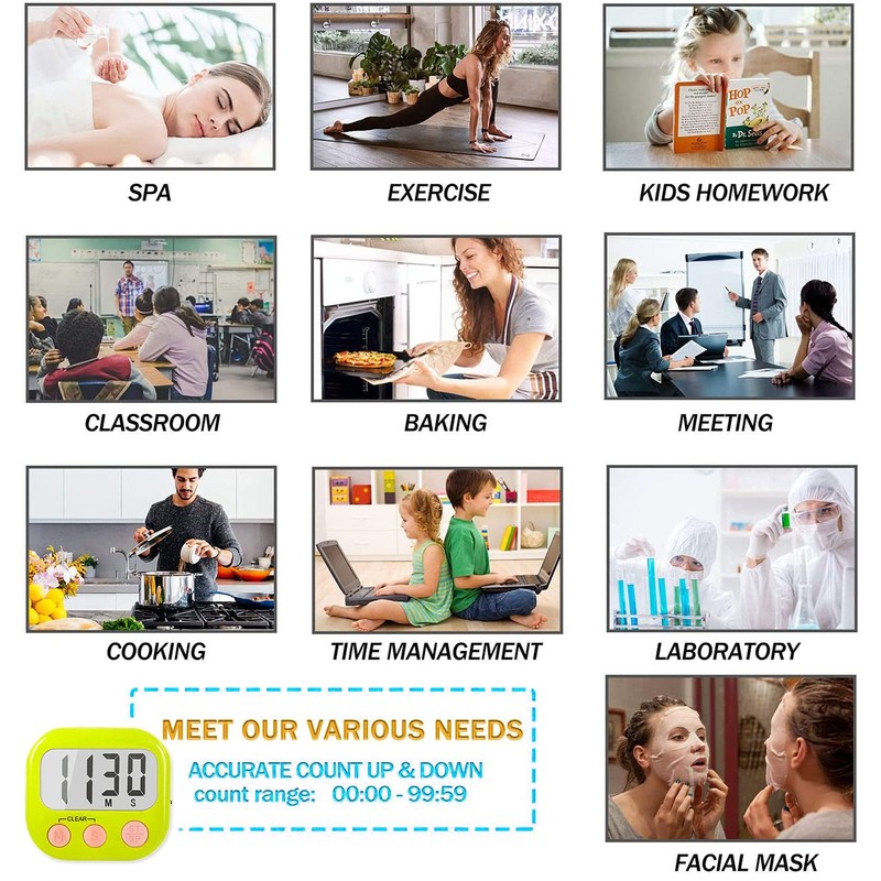 2 Pack Kitchen Timers Loud Ring Digital Timers for Cooking