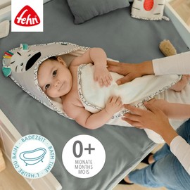 Fehn Zebra Bath Towel Children's Poncho Terry Towelling Towel with Cute Zebra Baby Bath Towel with Hood for Babies and Toddlers from 0+ Months Hooded Towel Dimensions 80 x 80 cm