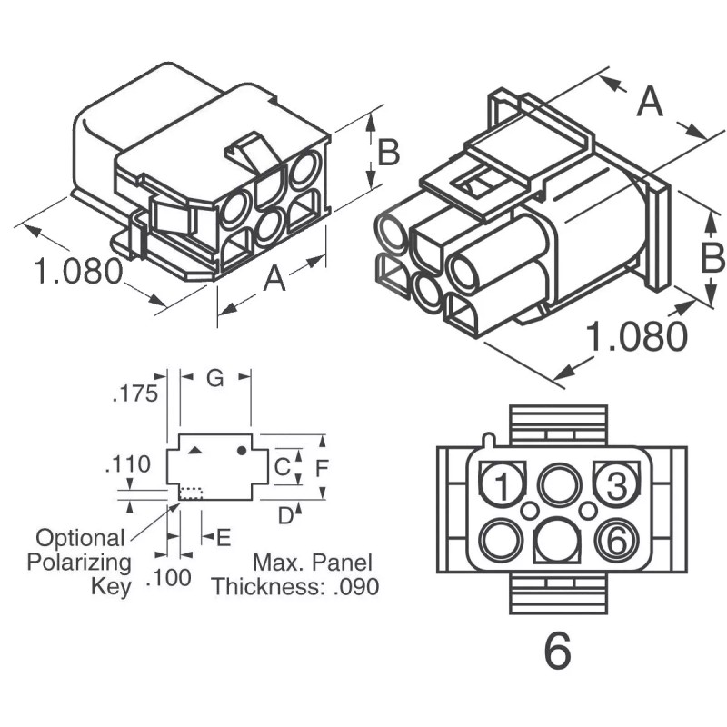 Molex -1 Complete Set - (6 Circuit) w/14-20 AWG, Wire