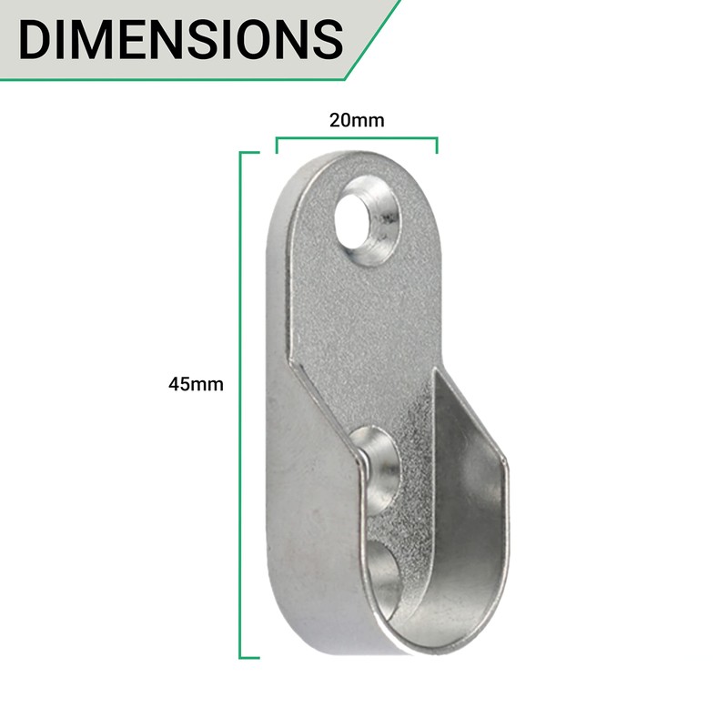 Wardrobe Rail End Socket Suit 32 x 16mmn Oval Rail