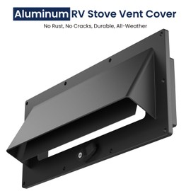Safoner RV Accessories Exterior- Metal Exhaust Vent Cover with Adjustable Depth, Includes Butyl Tape, Aluminum Stove Hood Replacement for Travel Trailers, Motorhomes, and Campers- Black