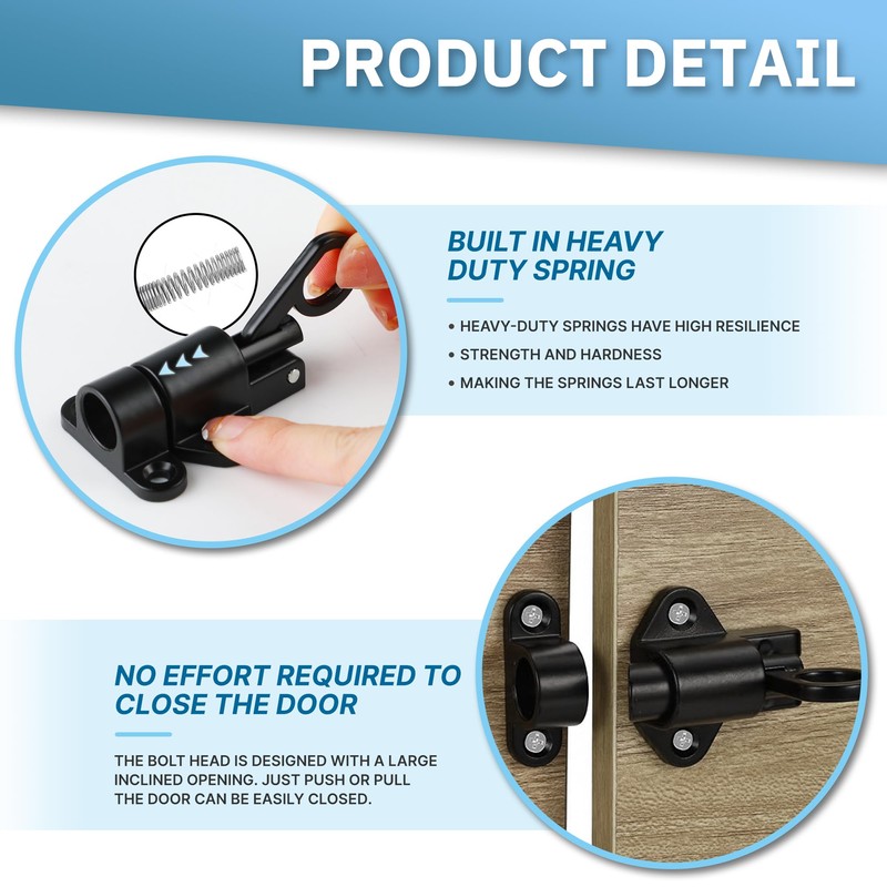 8PCS Self-Closing Latch - Spring Door Lock - Door Latch