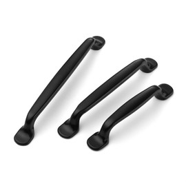 FURNIWARE 5Pack Matt Black Kitchen Cupboard Handles, Cabinet Hardware Drawer Appliance Pulls, Kitchen Cabinet Drawer Wardrobe Door Handles,Brass- 6.3 Inch(160mm) Hole Center