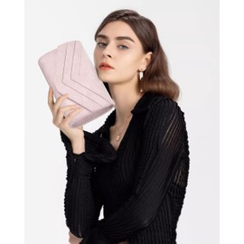 MEGAUK Women's Clutch Elegant Evening Bag Suede Handbag Envelope Bag Clutch Bag with Chain for Wedding Prom Party, 07078 Light Pink