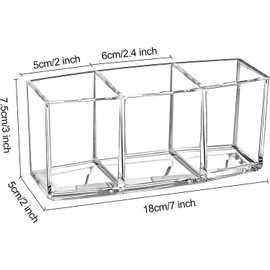 Organizador de Brochas, Organizador de Brochas de Maquillaje de Acrílico Transparente de 3 Compartimentos, porta Brochas de Maquillaje, para Dormitorio, Cocina, Oficina