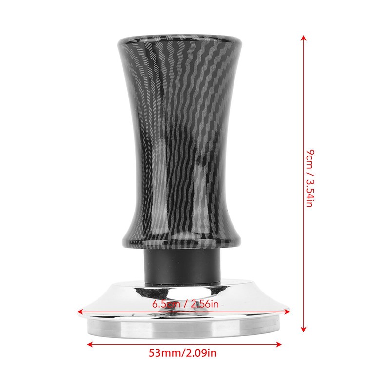 Coffee Hand Tamper 53mm Stainless Steel Balanced Base Carbon Fiber