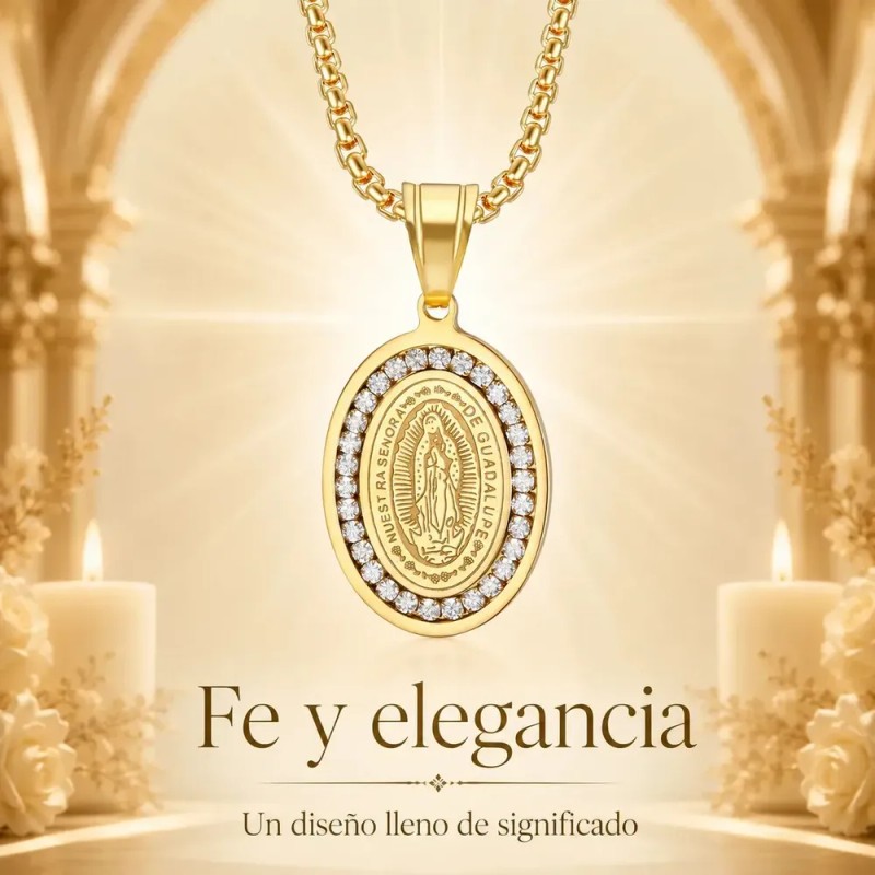 Collar De Oro Plata 925 Mujer Con Virgen De Guadalupe