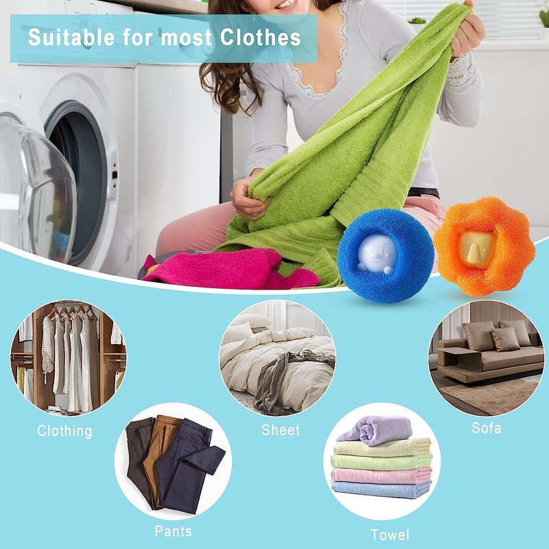 4 Pack Pet Hair Remover for Laundry, Laundry Balls Hair