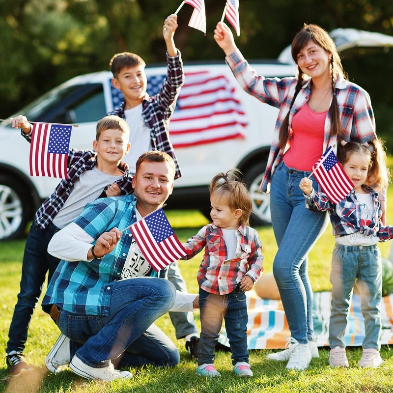 12 Pcs 8x12 Inch American Flags on Stick, Small USA