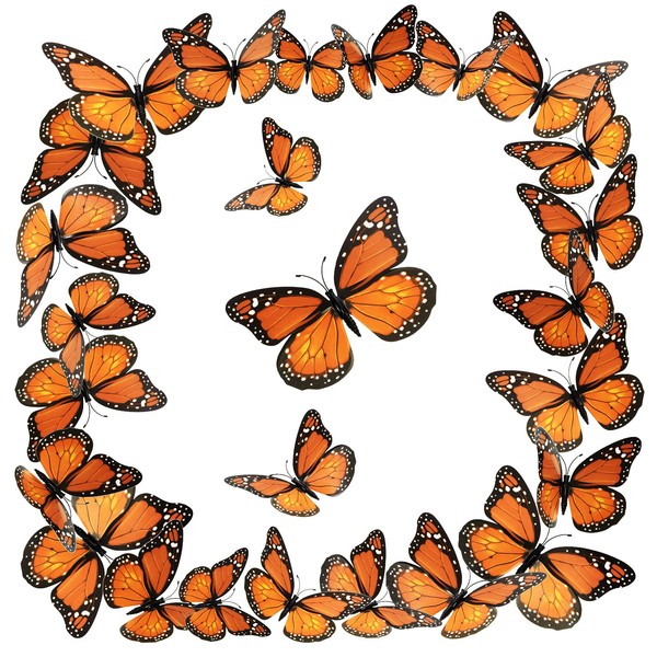Decoración Mariposa Monarca Mariposas Falsas para Manualidades Decoración Artificial de Árbol de Navidad de Pared de Mariposa (60 Piezas, 4.72 Pulgadas)
