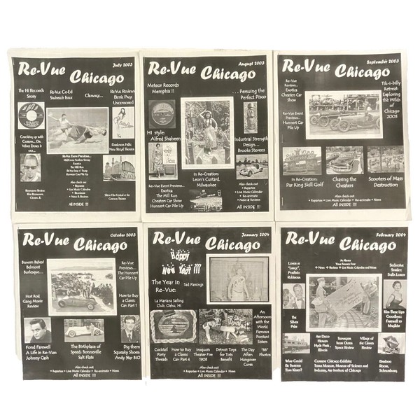 6 issue lot Re-Vue Chicago Magazine 2003 2004 Bettie Page