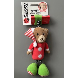 SASSY GO GO CHIME ALONG STROLLER CAR SEAT BABY TOY SANTA Hat BEAR RATTLE NEW