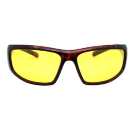 PASTL TAC Polarized Yellow Lens Sunglasses Wrap Oval Rectangle Biker UV 400 Tortoise