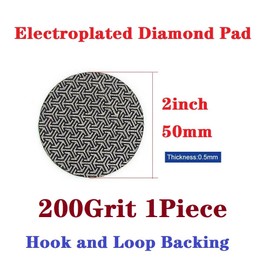 MiJunHD Electroplated Diamond Sanding Pad, 2 Inch 50 mm 200#, Wet/Dry Polishing Discs Sanding Shoe Pad, Hook Loop Back Sanding Disc for Polishing Trimming Metal Glass Ceramic (Pack of 1)