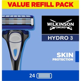 WILKINSON SWORD - Hydro 3 Razor Blades For Men | Pack of 24 Razor Blade Refills | Hydrating Gel & Precision Trimmer