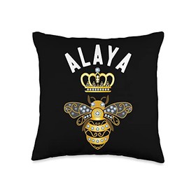 Alaya Name Alaya Birthday Gifts Queen Crown Bee Alaya Throw Pillow