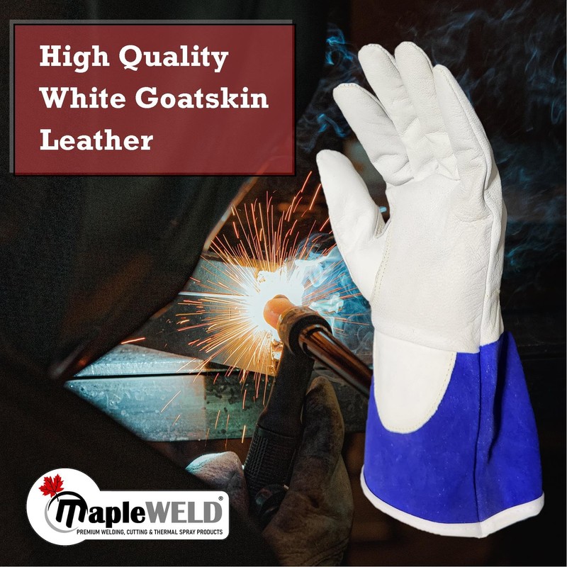 Maple Industrial Products Inc. MW600 White/Blue Goatskin Welding Gloves (X