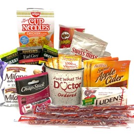 Get Well Gift Package Sick Bundle Mug with Tea Emergen-C Apple Cider Hot Cocoa Ramen and Assorted Snacks Box
