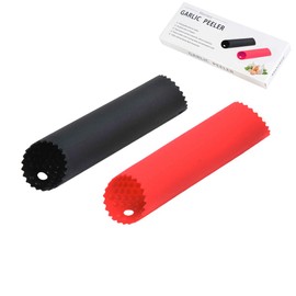 [Upgraded Version] Maxracy 2 Set Peeler Silicone Easy Roll Tube Useful Garlic Odorfree Kitchen Tool (Red,Black)