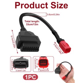 Hemlosk OBD2 Diagnosekabel Adapter 6 Polig, 33CM Motorrad Diagnosegerät Kabel für Honda Suzuki, Adapter Stecker & Fehlererkennung, Robustes OBD2 Kabel für Motorräder