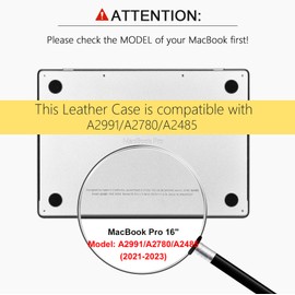 Case for Macbook Pro 16 M1 M2 M3 Pro/Max 2021-2023 A2991/A2485/A2780, ICARER Premium Leather Ultra Slim Protective Case Cover Shell for Macbook Pro 16 M1 M2 M3 Pro/Max A2991 A2780 A2485 (Black)