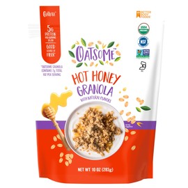 Oatsome Hot Honey Granola, 5g Protein, Gluten Free, Made with Real Honey, Whole Grain Organic Oats & Chili Pepper Flavor, for Protein Snacks Cereals Breakfast Yogurt, 10 Oz Bag