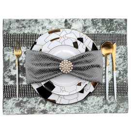 Jiino Gray Placemats Set of 4 for Dinner Table Mats Bling Decorative Place Mats Grey for Christmas Thanksgiving Day