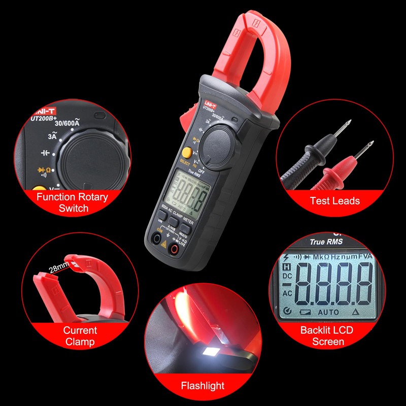 Clamp Meter, UNI-T UT200B+ Current Clamp AC Current True RMS