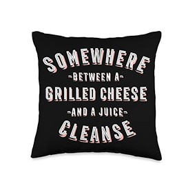 Toasted Cheese Sandwich Vegan Funny Foodie Funny Grilled Cheese and a Juice Cleanse Foodie Throw Pillow, 16x16, Multicolor