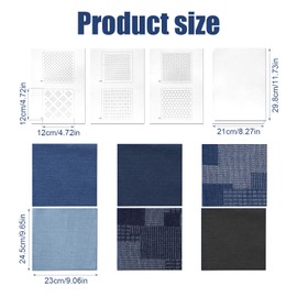 Sashiko Set, Soluble Sashiko Stencil, Sashiko Yarn and Needles, Sashiko Embroidery Pattern, Washable Stencil for Sashiko Repairing for Beginners, Sewing Crafts