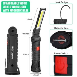 8 Pcs Fathers Day Dad Gifts Rechargeable LED Work Light with Magnetic Base and 360°Rotate Magnetic Rechargeable Flashlights for Mechanics Car Repair Home Garage Emergency Camping Tool Gifts for Men