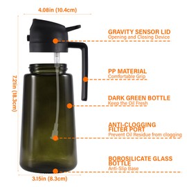 2 In 1 Oil Dispenser, kitchenaids 2-in-1 Oil Dispenser And Oil Sprayer, 470ml Kitchen 2-in-1 Oil Sprayer And Dispenser Bottle