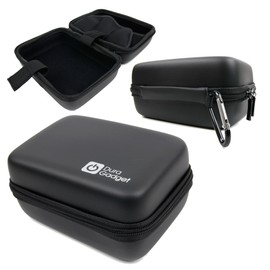 DURAGADGET Exclusive Black Hard Shell EVA Box Case with Carabiner Clip & Twin Zips - Compatible with Nikon 1 J5 Interchangeable Lens Digital Camera