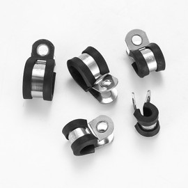 Pack of 42 Pipe Clamps Stainless Steel Cable Clamp Stainless Steel Screw Pipe Clamps Metal Rubber Lined P Clips Joint Pipe Clamps P-Clips Hose Clamps 6 mm 8 mm 9 mm 13 mm 16 mm