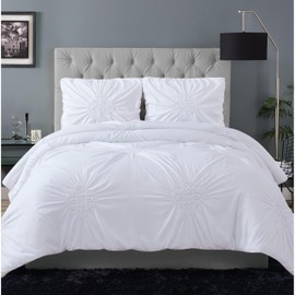 Christian Siriano NY Greorgia Rouched Comforter Set, King, White 3 Piece