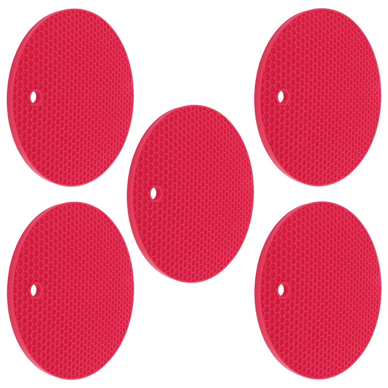 5PCS Silicone Trivet Mats Round Multipurpose Heat Resistant Non Slip