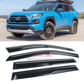 Fits for 2019-2025 Toyota RAV4 JDM 3D Wavy Mugen Style Window Visor Rain Guards Deflectors / 2020 2021 2022 2023 2024