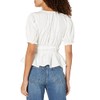 Moon River Women's Gathered Neck Shirred Ruffle TOP, Cream